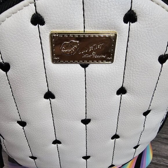 Betsey Johnson Rainbow & Heart Black Backpack - Picture 3 of 14